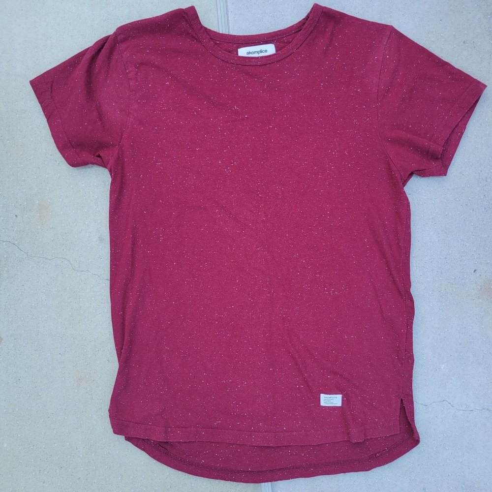 Akomplice Mens Epple tee Burgundy Tiny White Specs Jqoga fit Crew neck Small